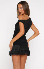 Catch Me If You Can Mini Dress Black/White Polka Dot