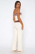 Keep Driving Knit Pants Burgundy Stripe