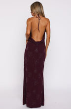 Slow Dancer Beaded Maxi Dress Deep Plum