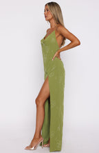 Slow Dancer Beaded Maxi Dress Green Tea