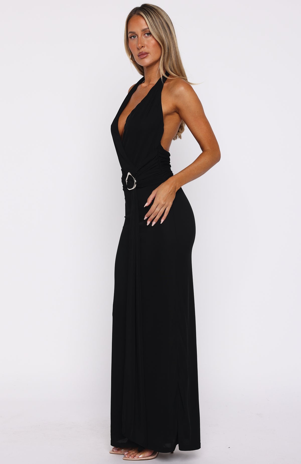 Too Hot For You Halter Maxi Dress Black