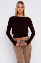 Love On Lock Long Sleeve Top Chocolate