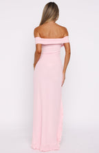Icon In Motion Off Shoulder Maxi Dress Baby Pink