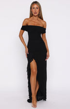 Icon In Motion Off Shoulder Maxi Dress Black