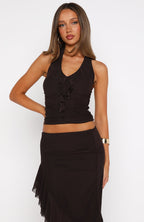 Let It Breathe Halter Top Espresso
