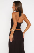 Let It Breathe Halter Top Espresso