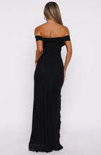 Icon In Motion Off Shoulder Maxi Dress Black