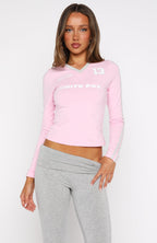 Forever Mine Long Sleeve V Neck Baby Tee Pink