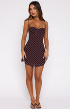 In The Back Of My Mind Mini Dress Burgundy/Cream Stripe