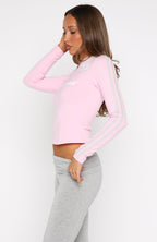 Forever Mine Long Sleeve V Neck Baby Tee Pink