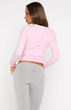 Forever Mine Long Sleeve V Neck Baby Tee Pink