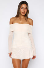 Dreaming Of Yesterday Long Sleeve Mini Dress Cream