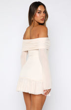 Dreaming Of Yesterday Long Sleeve Mini Dress Cream