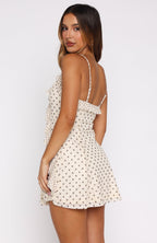 Can't Resist You Mini Dress Cream/Choc Polka Dot
