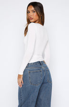 Whisper To You Long Sleeve Top White