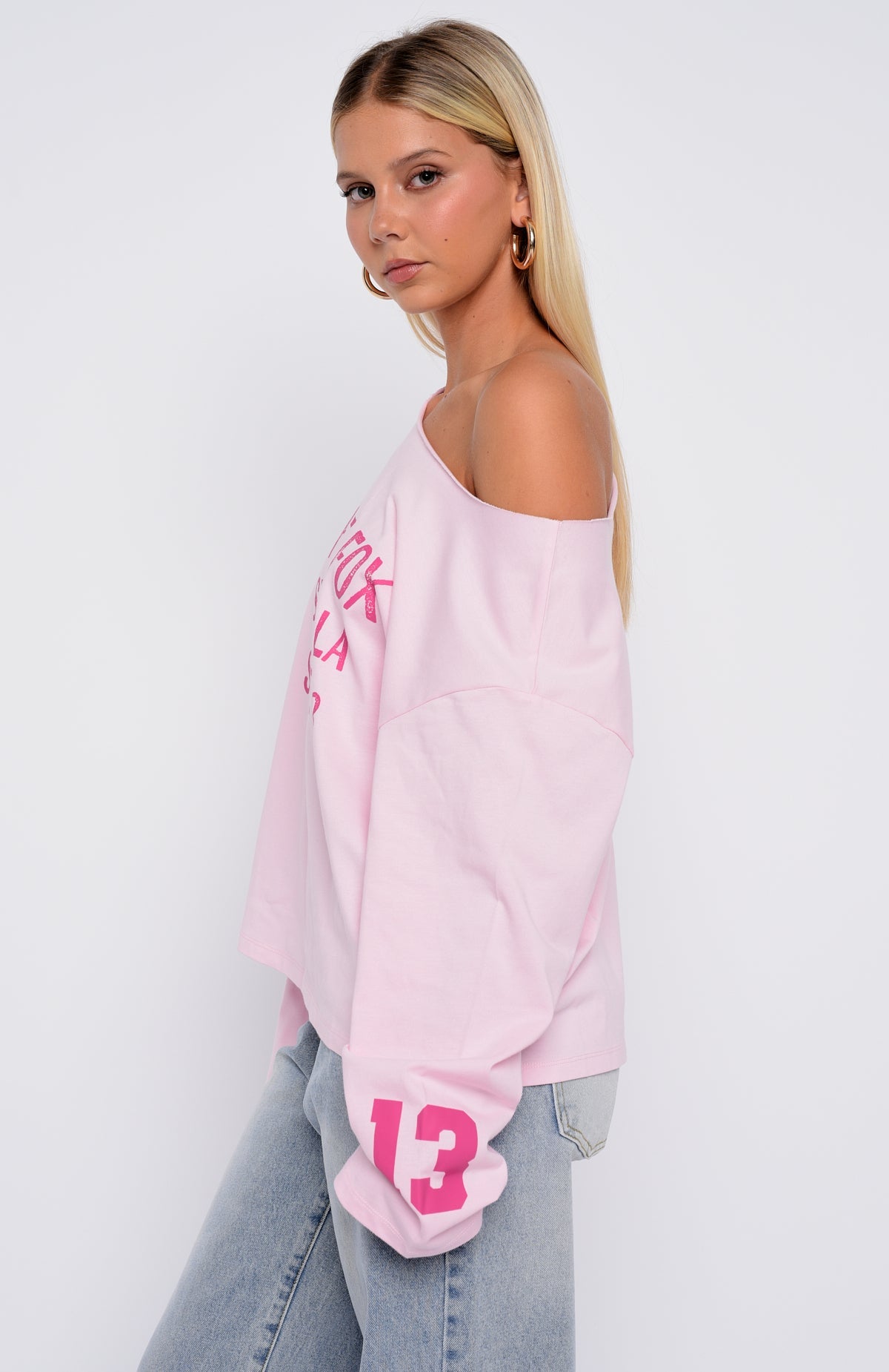 Topic Of Discussion Off Shoulder Oversized Long Sleeve Tee Posy