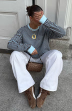 Catch The Drift Long Sleeve Tee Blue/Choc Stripe