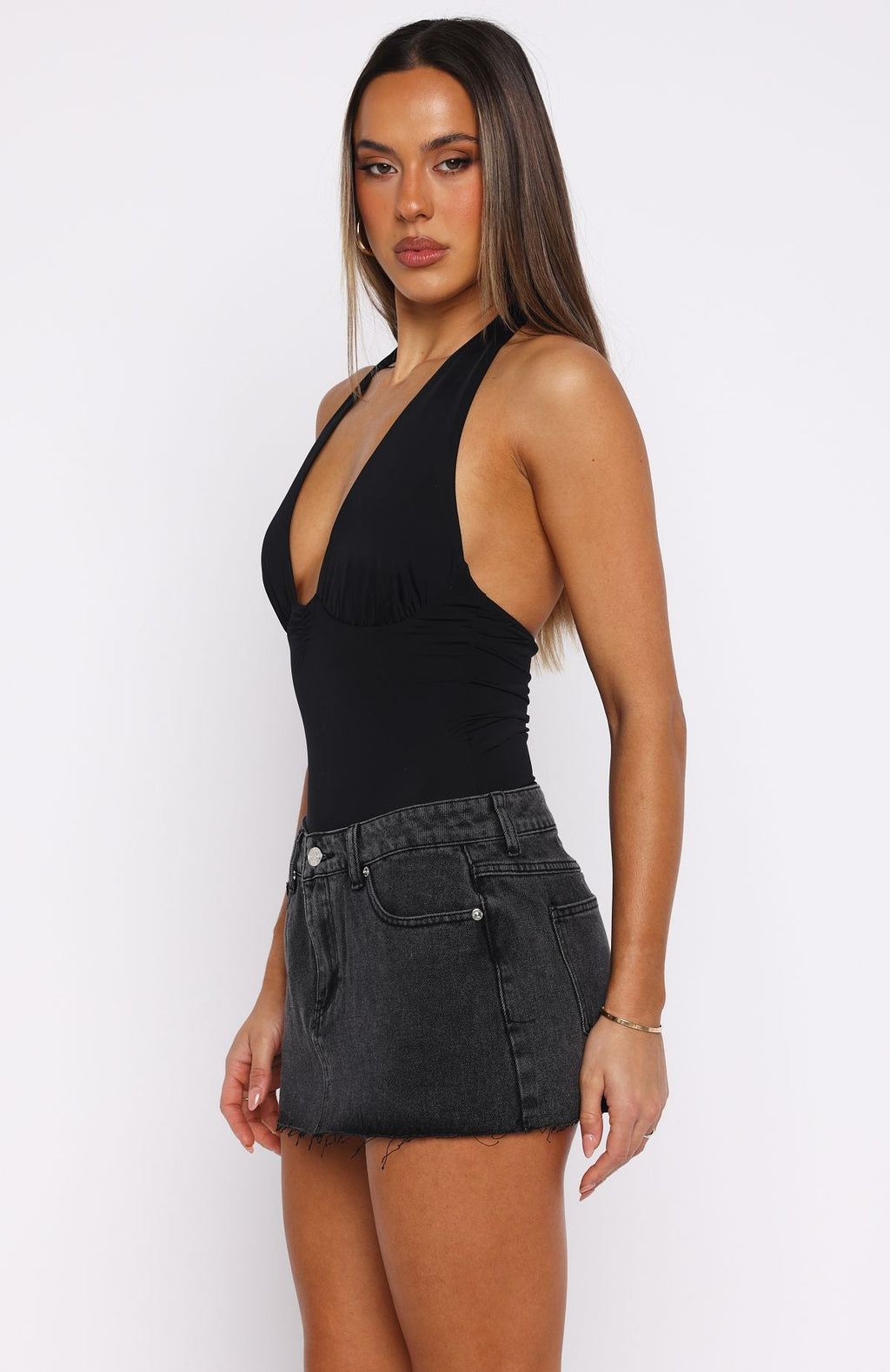 Broken Trust Denim Mini Skirt Black