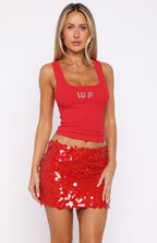 Girly Things Sequin Mini Skirt Red