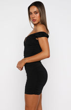 Wrongs And Rights Off Shoulder Mini Dress Black