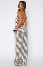 Can't Let Go Pant Ecru/Choc Stripe