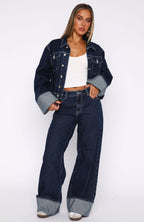 Charlotte Mid Rise Wide Leg Jeans Dark Indigo