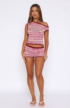Please Change Your Mind Knit Shorts Boysenberry Sundae