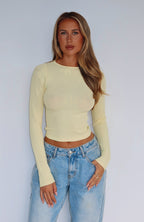 Don't Let Her Go Long Sleeve Knit Top Lemon
