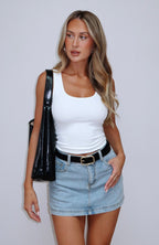 Don't Leave Me Denim Skort Light Blue Wash