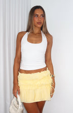 Free Falling Tiered Mini Skirt Lemon