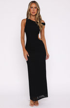 Living For The Weekend Mesh Maxi Dress Black