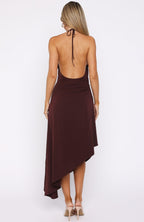 Night Hustle Halter Midi Dress Burgundy
