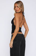 So Tempting Halter Top Black