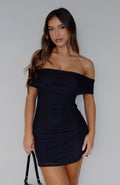 Got The Talent Off Shoulder Mini Dress Black