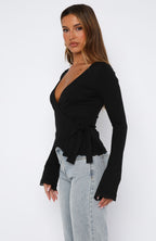 Cater To You Long Sleeve Top Black