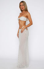 Luminous Maxi Skirt Cream/Choc Stripe