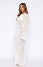 Malta Mermaids Long Sleeve Maxi Dress White