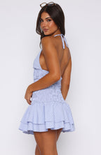 Doll Baby Shirred Mini Dress Sky Stripe