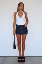 Taking The Blame Denim Mini Skirt Dark Indigo