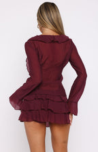 Your Status Long Sleeve Blouse Burgundy