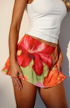 Nostalgic Dream Beaded Mini Skirt Tropical Bloom