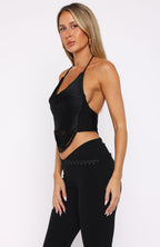 Roller Queen Fringe Halter Top Black