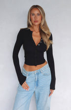 Get Your Bag Long Sleeve Top Black