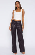 Life Affair PU Pants Deep Mauve