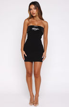 Always Winning Sequin Strapless Mini Dress Black