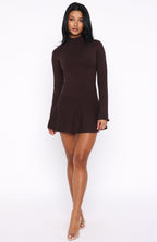 Forever Her Long Sleeve Mini Dress Chocolate