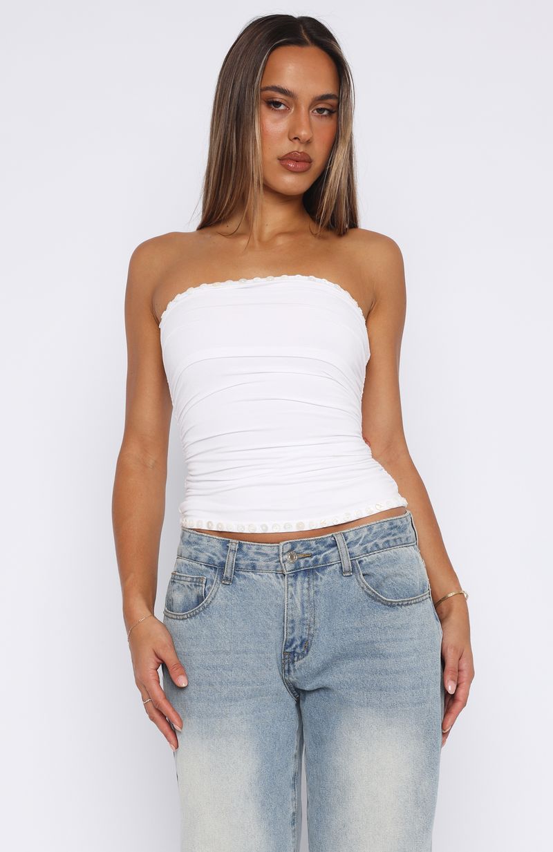 Took A Look Strapless Top White