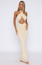 Set For Life Halter Maxi Dress Champagne