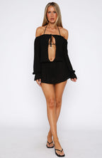Back To Shore Long Sleeve Mini Dress Black