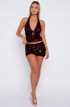 You Can Be Mine Beaded Top Merlot